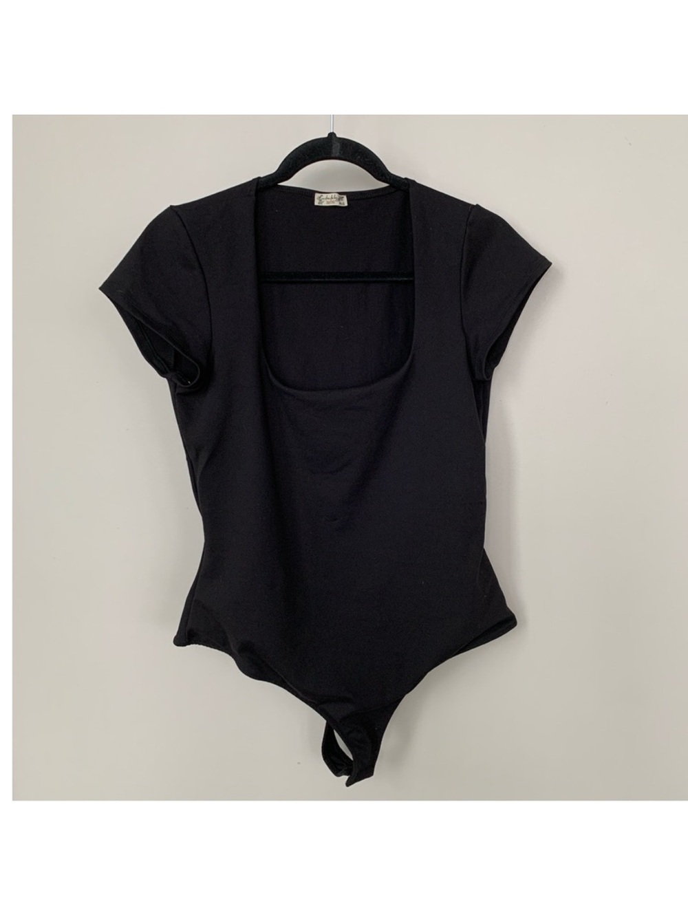 Intimately Free People Black Scoop Neck Short Sleeve Bodysuit